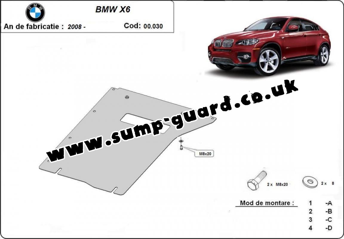 Steel gearbox guard for BMW X6