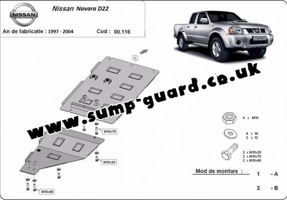 Steel gearbox guard for Nissan Navara D22