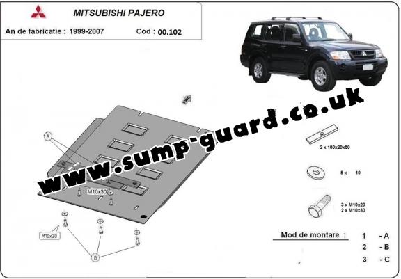 Steel gearbox guard for Mitsubishi Shogun 3 (V60, V70)