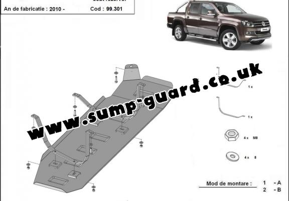 Steel fuel tank guard  for Volkswagen Amarok - Only for versions without factory protections