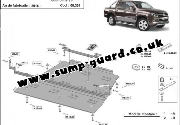 Steel gearbox and differential guard for Volkswagen Amarok -  V6 automat