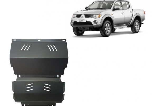 Steel sump guard for the protection of the engine and the radiator for Mitsubishi L 200
