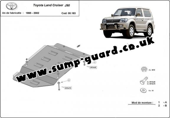 Steel gearbox guard for Toyota Land Cruiser J90 - only for 3 doors model