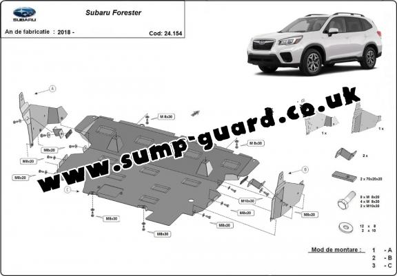 Steel sump guard for Subaru Forester 5