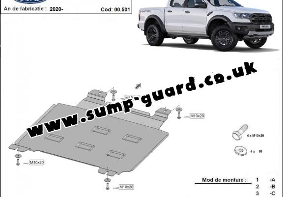 Steel gearbox guard for Ford Ranger Raptor