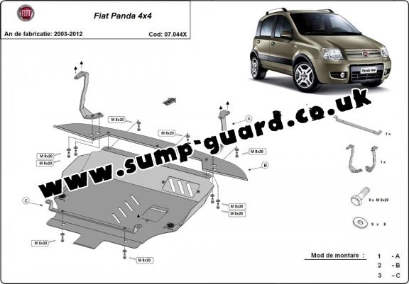Steel sump guard for Fiat Panda 4x4