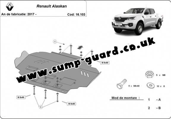 Steel sump guard for Renault Alaskan