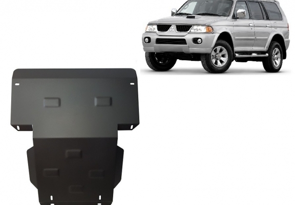 Steel sump guard for the protection of the engine and the radiator for Mitsubishi Shogun Sport 1