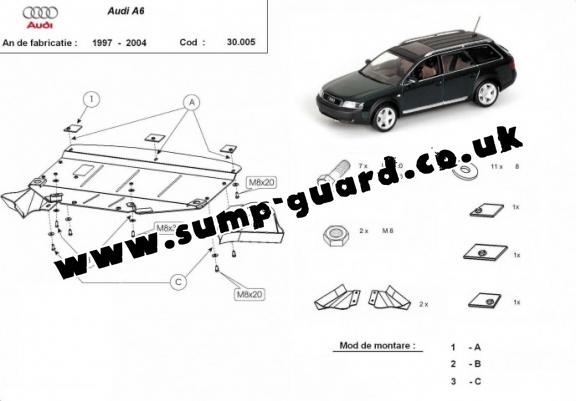 Steel sump guard for Audi A6