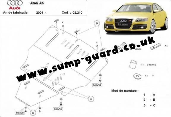 Steel sump guard for Audi A6