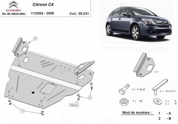 Steel sump guard for Citroen C4