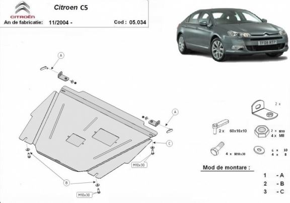 Steel sump guard for Citroen C5