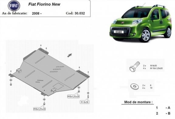 Steel sump guard for Fiat Fiorino