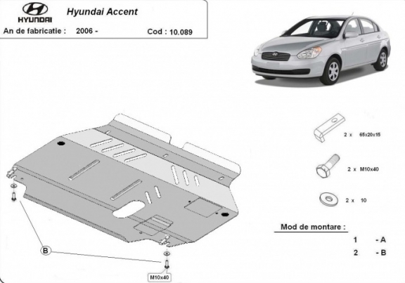 Steel sump guard for Hyundai Accent
