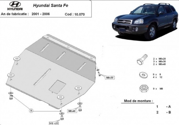 Steel sump guard for Hyundai Santa Fe