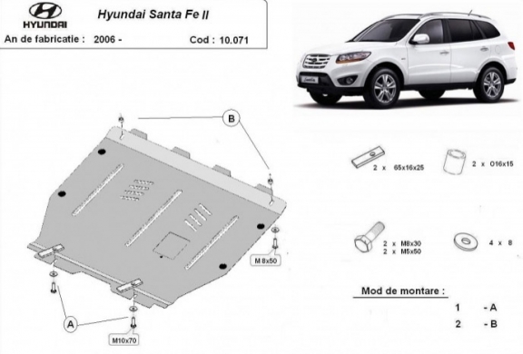 Steel sump guard for Hyundai Santa Fe
