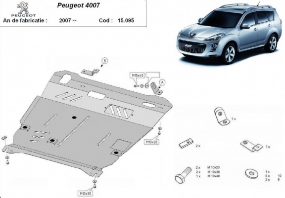 Steel sump guard for Peugeot 4007