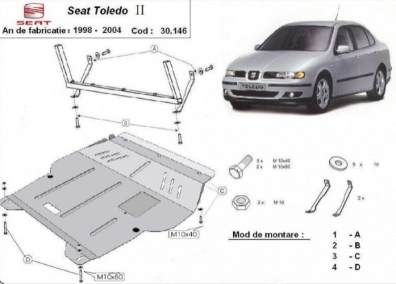 Steel sump guard for Seat Toledo 2