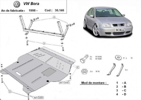 Steel sump guard for VW Bora