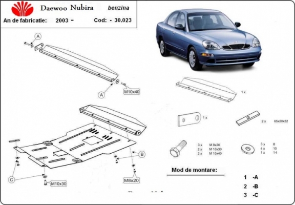 Steel sump guard for Daewoo Nubira