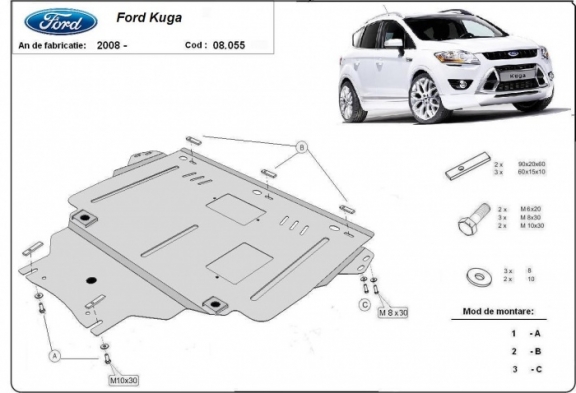 Steel sump guard for Ford Kuga
