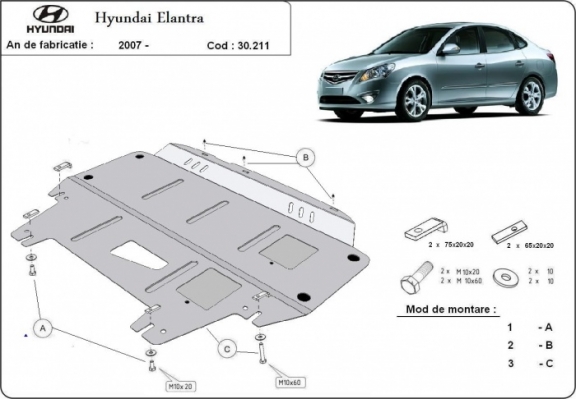 Steel sump guard for Hyundai Elantra 1