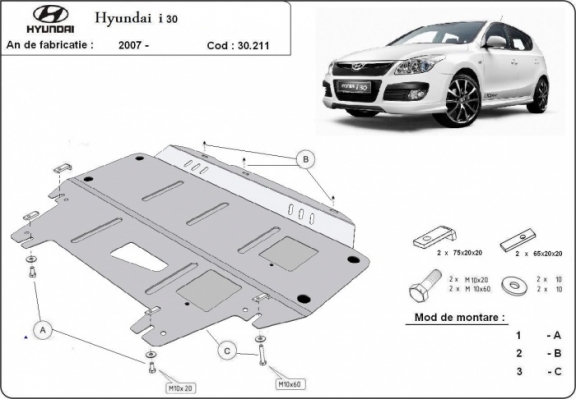 Steel sump guard for Hyundai I30