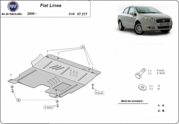 Steel sump guard for Fiat Linea