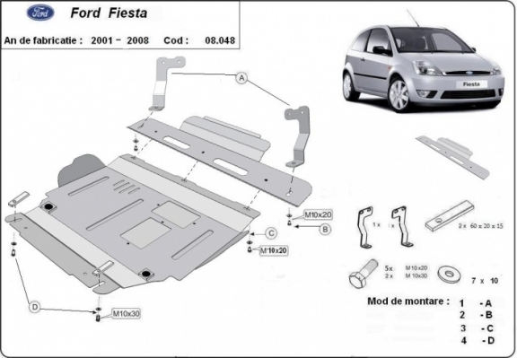 Steel sump guard for Ford Fiesta