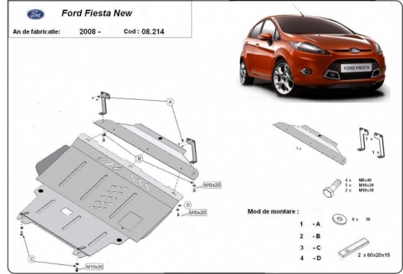 Steel sump guard for Ford Fiesta