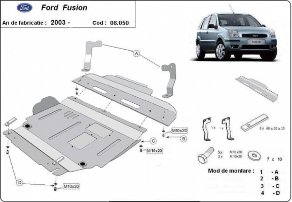 Steel sump guard for Ford Fusion