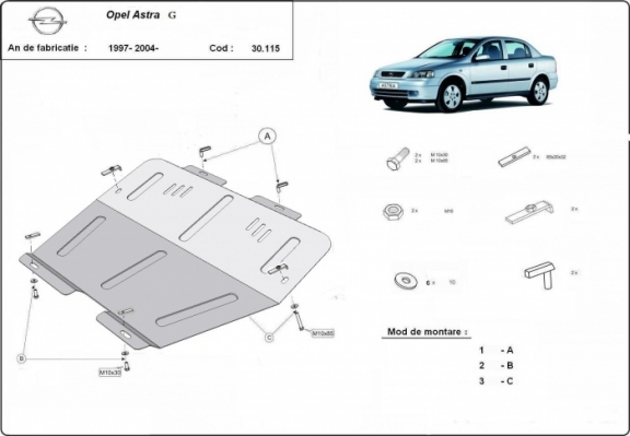 Steel sump guard for Vauxhall Astra G