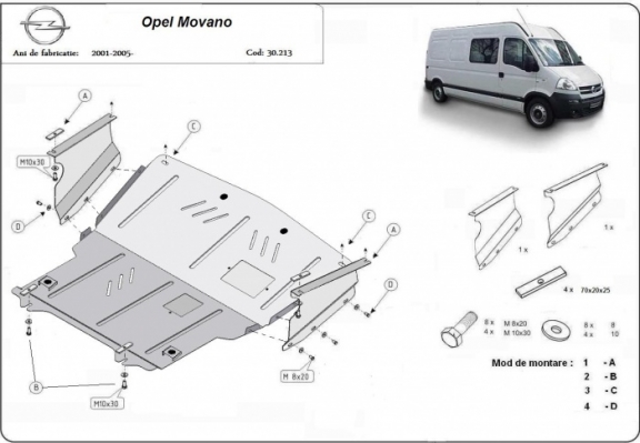 Steel sump guard for Vauxhall Movano A 