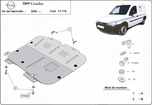 Steel sump guard for Vauxhall Combo C  