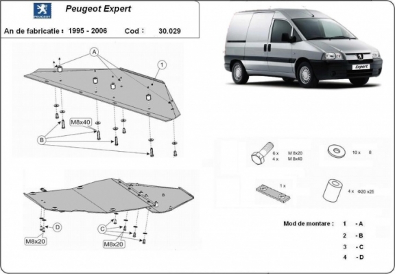 Steel sump guard for Peugeot Expert