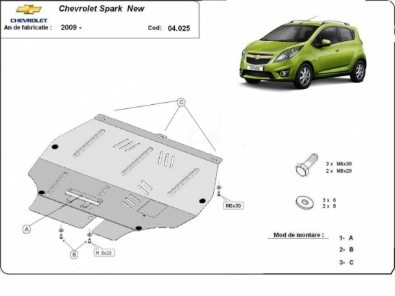 Steel sump guard for Chevrolet Spark