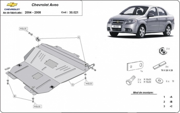 Steel sump guard for Chevrolet Aveo
