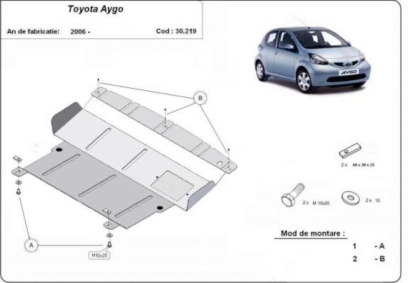 Steel sump guard for Toyota Aygo AB10