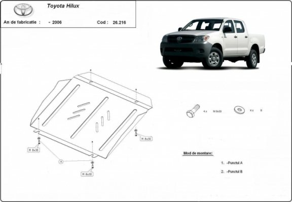Steel sump guard for Toyota Hilux