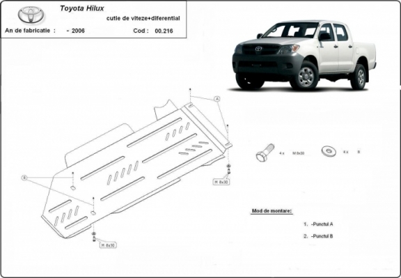Steel gearbox and differential guard for Toyota Hilux