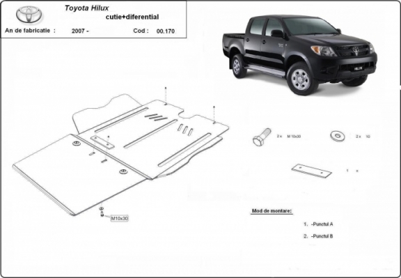 Steel differential guard for Toyota Hilux