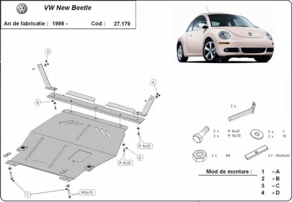 Steel sump guard for Volkswagen New Beetle