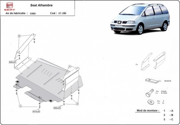 Steel sump guard for Seat Alhambra