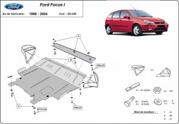 Steel sump guard for Ford Focus 1