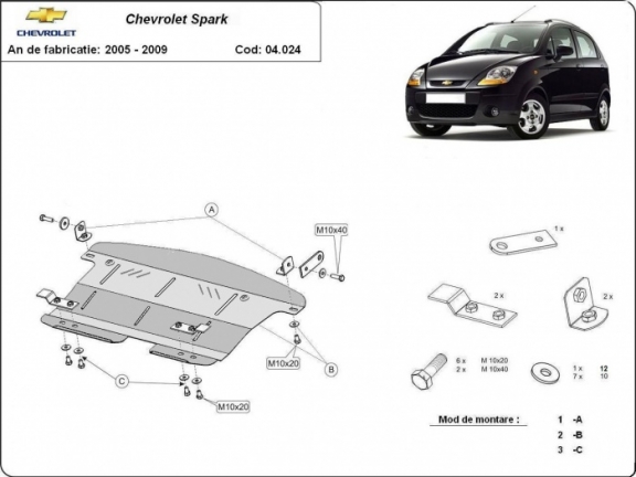 Steel sump guard for Chevrolet Spark