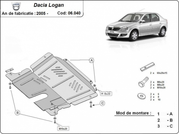 Steel sump guard for Dacia Logan 1