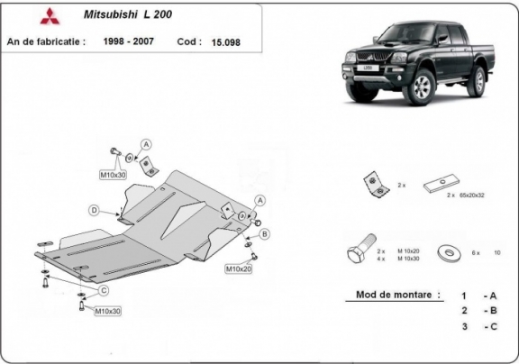 Steel sump guard for Mitsubishi L200