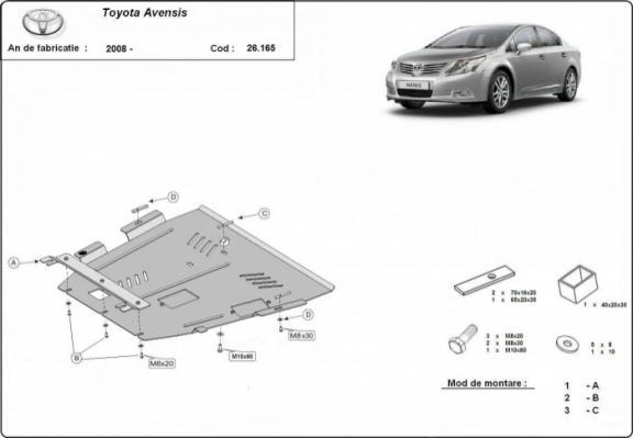 Steel sump guard for Toyota Avensis