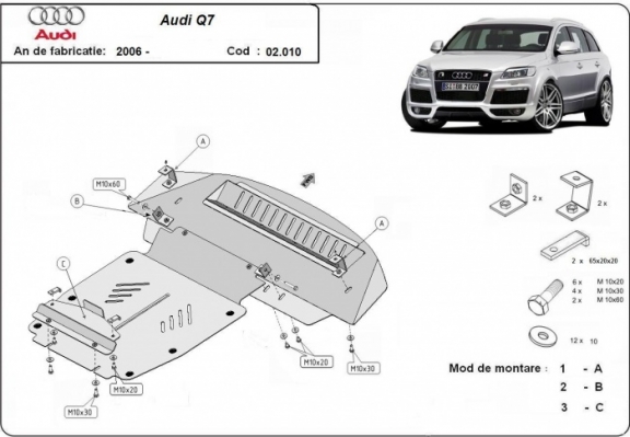 Steel sump guard for Audi Q7