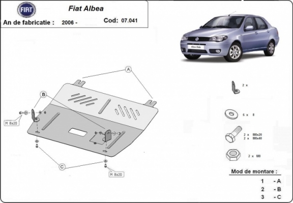 Steel sump guard for Fiat Albea